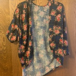 Floral/Plaid Cardigan